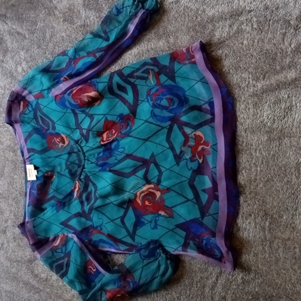 Twinkle by Wenlan sheer silk rose top Repair Made